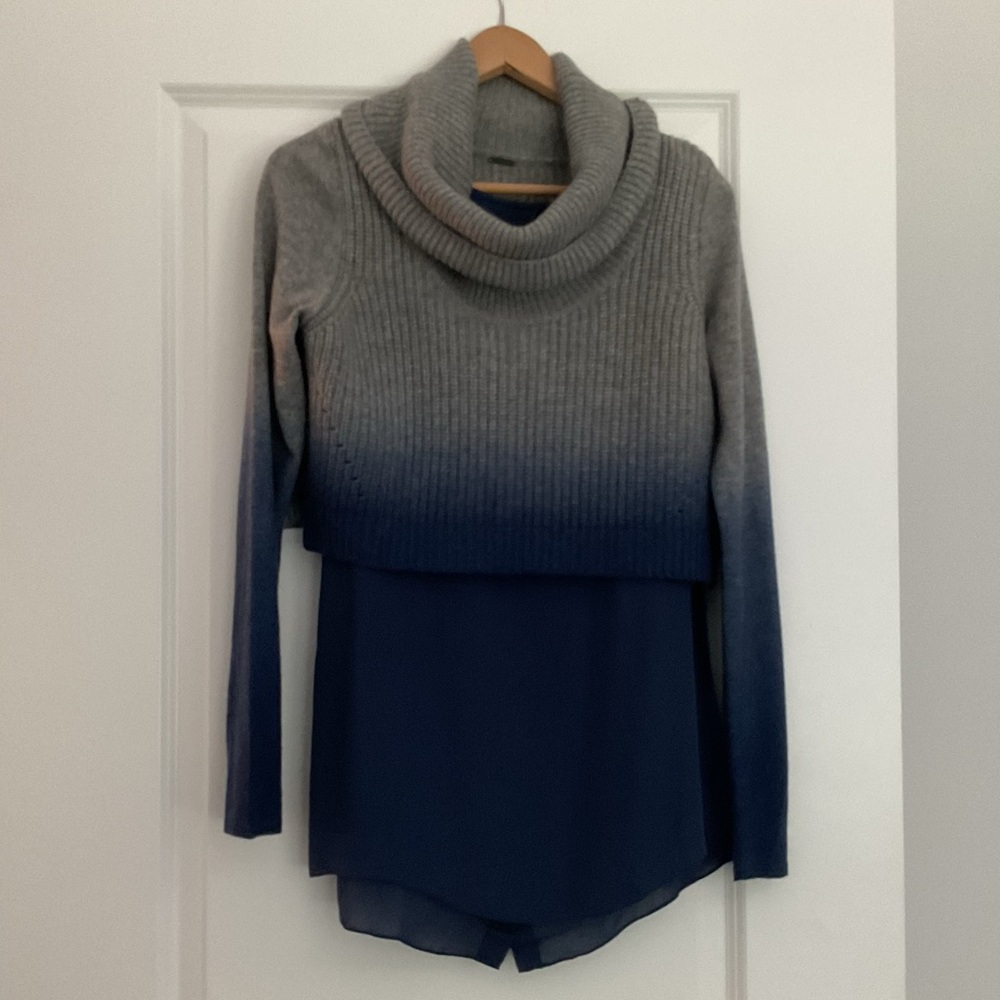 Elie Tahari  wool ombré charcoal/ blue sweater s/p